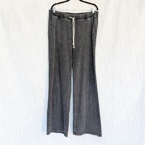 Z Supply Gray Hunter Knit Denim High-rise Wide Leg Pants, size XL